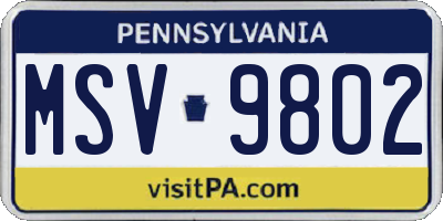 PA license plate MSV9802