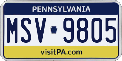 PA license plate MSV9805