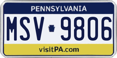 PA license plate MSV9806