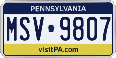 PA license plate MSV9807
