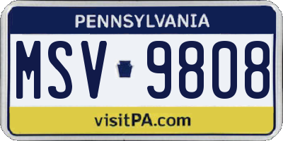 PA license plate MSV9808