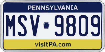 PA license plate MSV9809