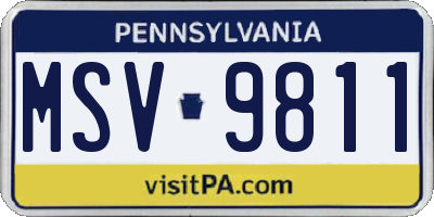 PA license plate MSV9811