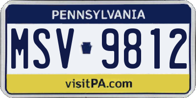 PA license plate MSV9812