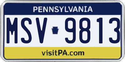 PA license plate MSV9813