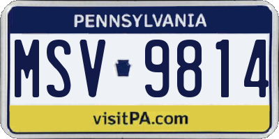 PA license plate MSV9814