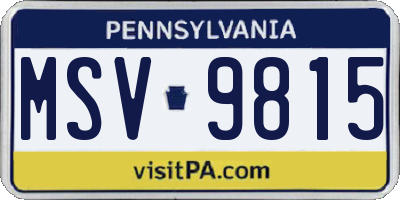 PA license plate MSV9815