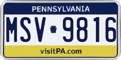 PA license plate MSV9816