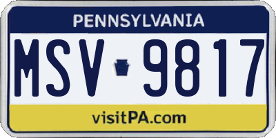 PA license plate MSV9817