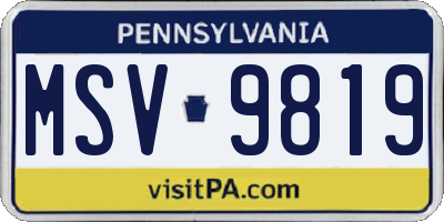 PA license plate MSV9819