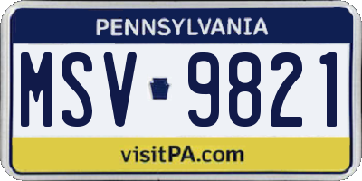 PA license plate MSV9821