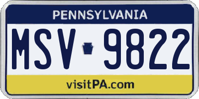 PA license plate MSV9822