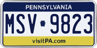 PA license plate MSV9823