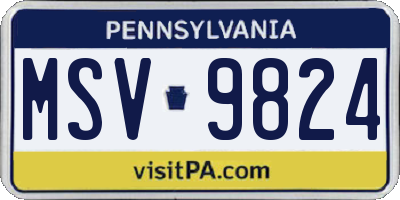 PA license plate MSV9824