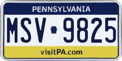 PA license plate MSV9825