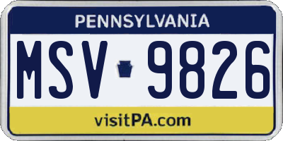 PA license plate MSV9826