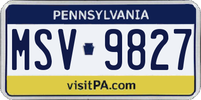 PA license plate MSV9827
