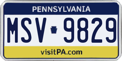 PA license plate MSV9829