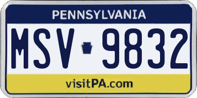 PA license plate MSV9832