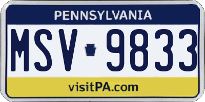 PA license plate MSV9833