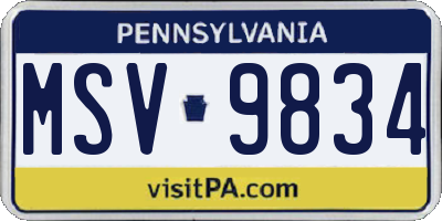 PA license plate MSV9834