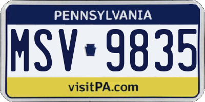 PA license plate MSV9835
