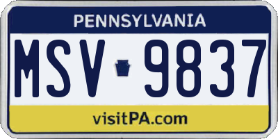PA license plate MSV9837