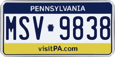 PA license plate MSV9838