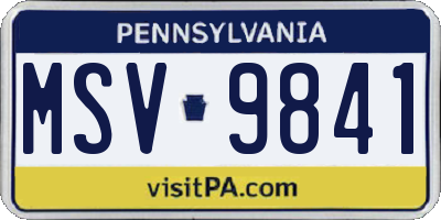 PA license plate MSV9841