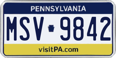 PA license plate MSV9842