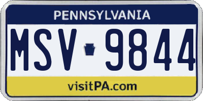PA license plate MSV9844