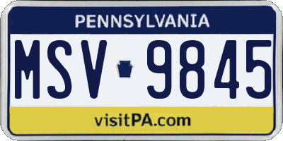PA license plate MSV9845