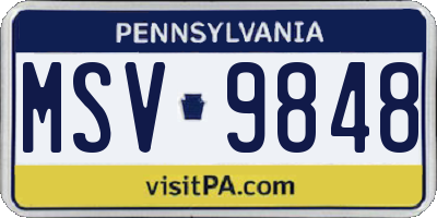 PA license plate MSV9848