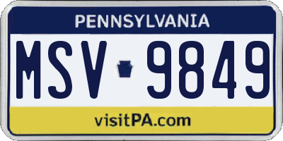 PA license plate MSV9849