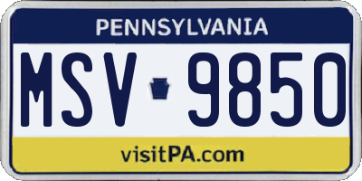 PA license plate MSV9850