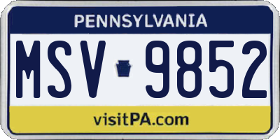 PA license plate MSV9852