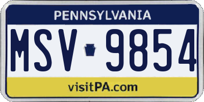 PA license plate MSV9854