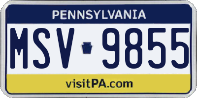 PA license plate MSV9855