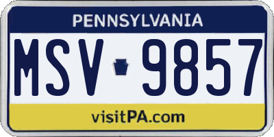 PA license plate MSV9857
