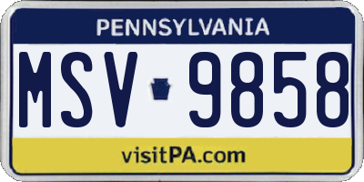 PA license plate MSV9858