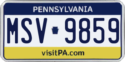 PA license plate MSV9859