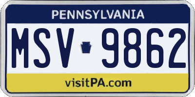PA license plate MSV9862