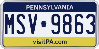 PA license plate MSV9863