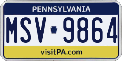 PA license plate MSV9864
