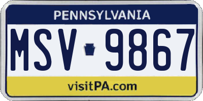 PA license plate MSV9867
