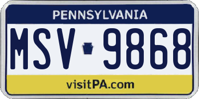 PA license plate MSV9868