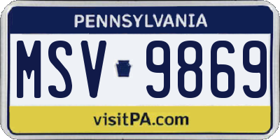 PA license plate MSV9869