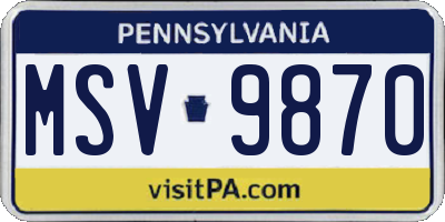 PA license plate MSV9870