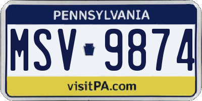 PA license plate MSV9874