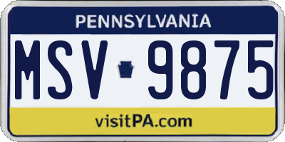 PA license plate MSV9875